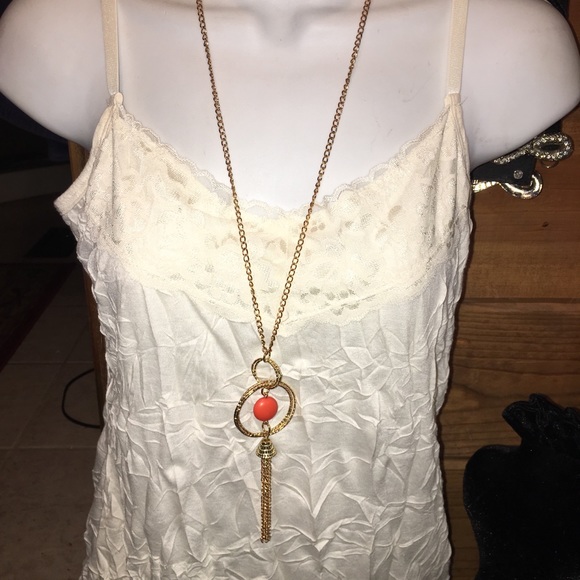 Long Gold Chaim w/ orange accent NWT - Picture 1 of 6